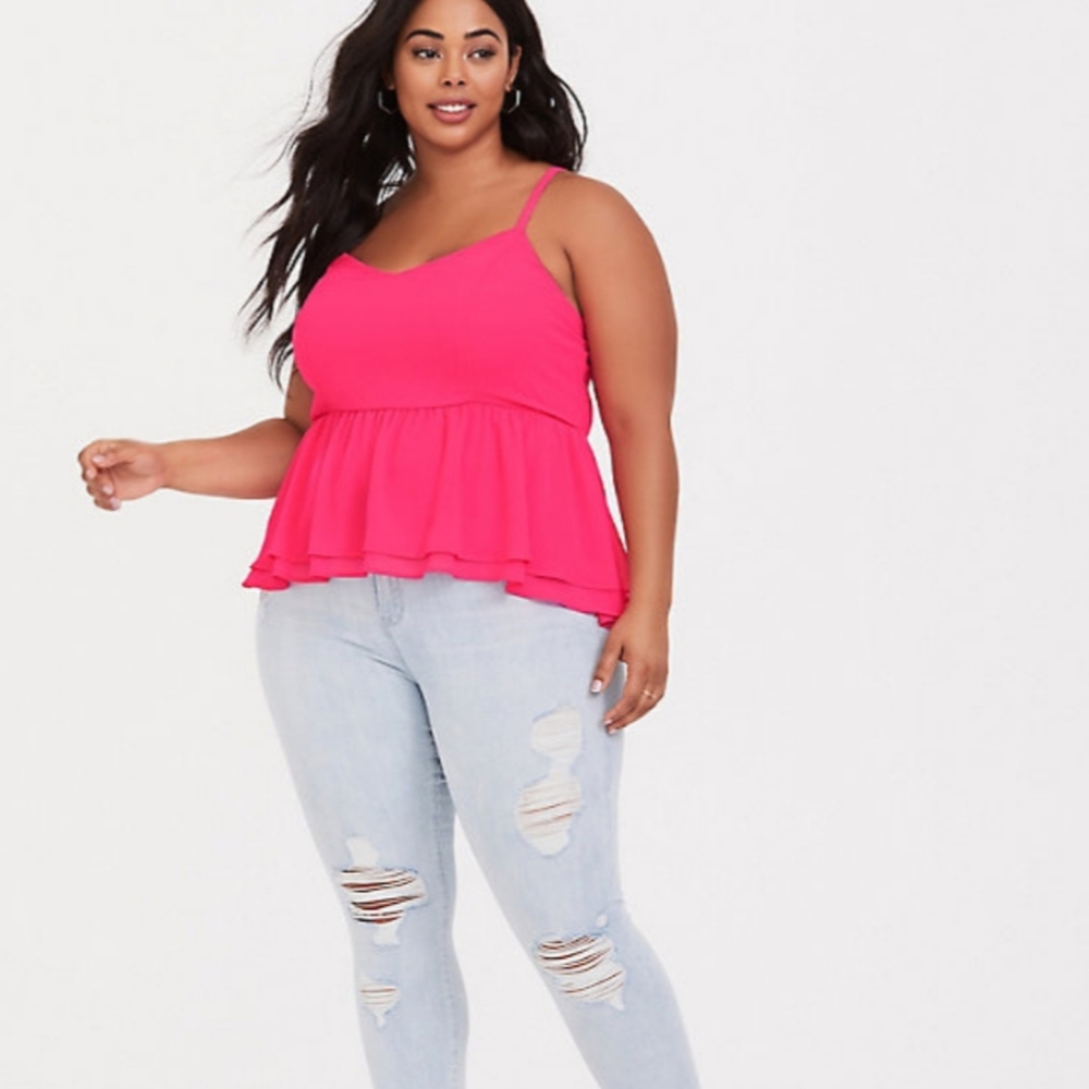 Torrid Hot Pink Peplum Tank - Picture 4 of 4